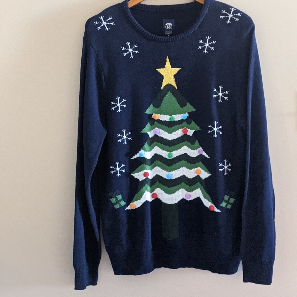 "Ugly" Christmas Tree Navy Sweater